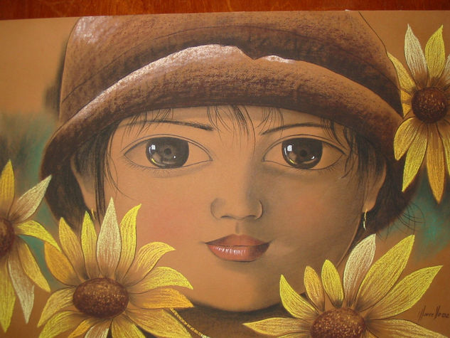 LA NIÑA DEL VERANO Pastel Card Portrait