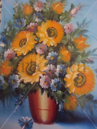 flores amarilla Acrylic Canvas Floral Painting