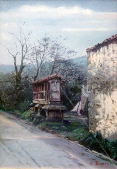 Hórreo de Muniferral/Hórreo from Muniferral (Aranga. A Coruña) Oil Canvas Landscaping