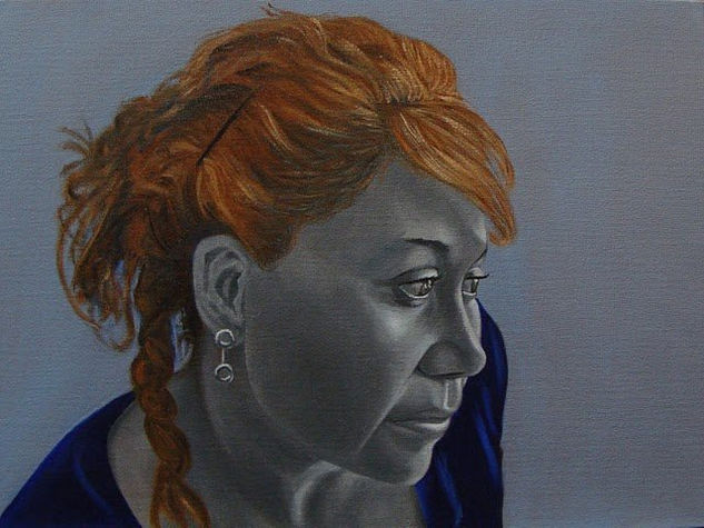 Caroline en contraste Oil Canvas Portrait