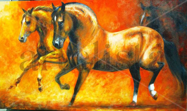 caballos Oil Canvas Animals