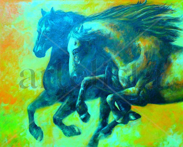 caballos Oil Canvas Animals