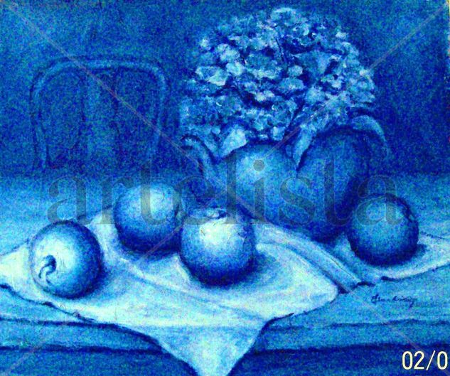 Ver en Azul. Oil Canvas Still Life Paintings