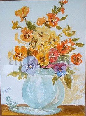 Jarrón con flores Watercolour Paper Floral Painting