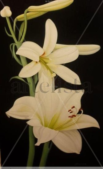 Lirios Oil Canvas Floral Painting