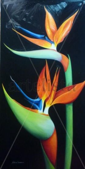 Aves de Paraiso Oil Canvas Floral Painting