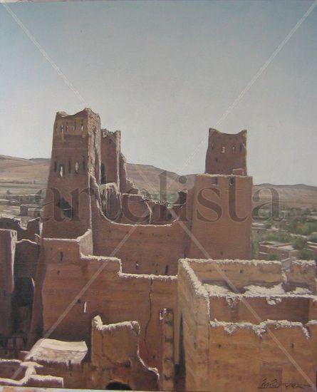 Kasbah(sur del Atlas). Óleo Lienzo Paisaje