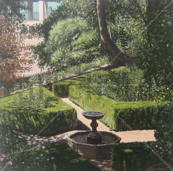 Jardines altos del Generalife. Oil Canvas Landscaping