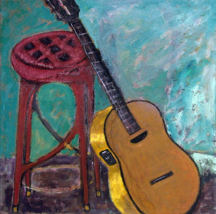 Guitarra con taburete