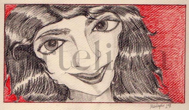 MUJER DE SONRISA ROJA Pencil