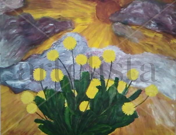 diente de león 1 Oil Canvas Floral Painting