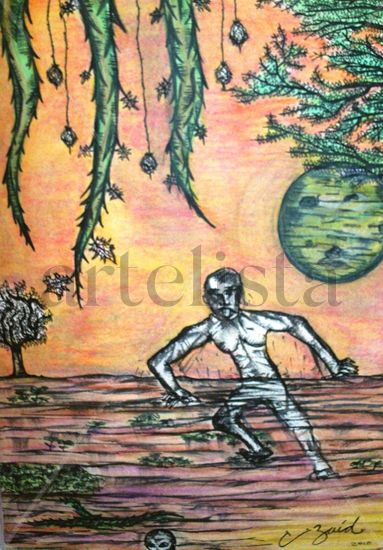 El hombre lodo Pastel Paper Landscaping