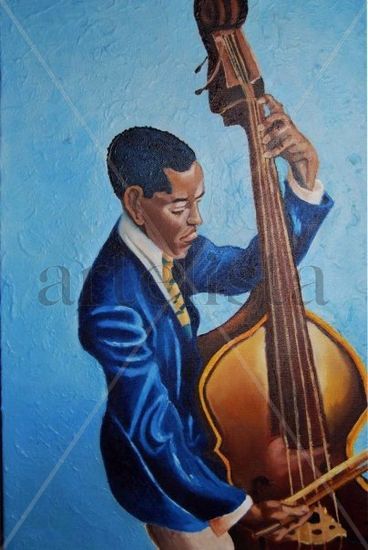 Musico con contrabajo 