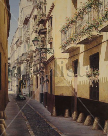 Paseando Arte por las Calles de Málaga Óleo Lienzo Paisaje