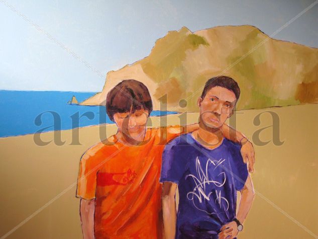 Los chicos en la playa Acrylic Canvas Portrait