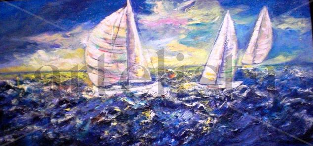 regatas 4 Oil Panel Marine Painting