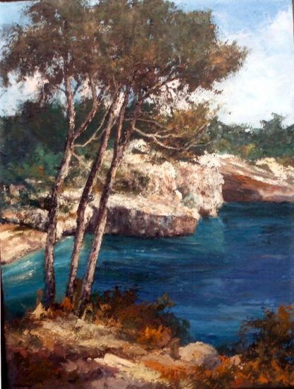 Los pinos y el mar Óleo Lienzo Paisaje