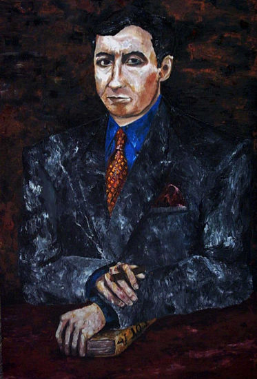 Retrato del Maestro Garces Oil Textile Portrait