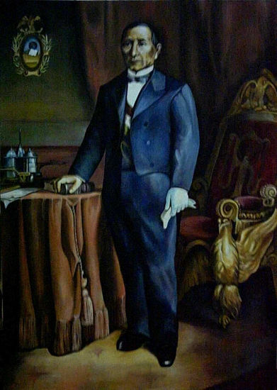 Benito Juárez Oil Textile Portrait