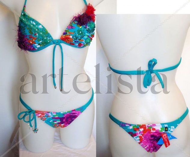 costume da bagno ricamato a mano