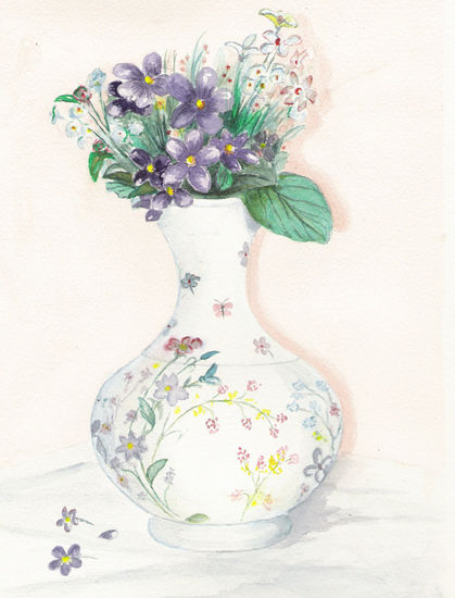 Violetas Watercolour Paper Floral Painting