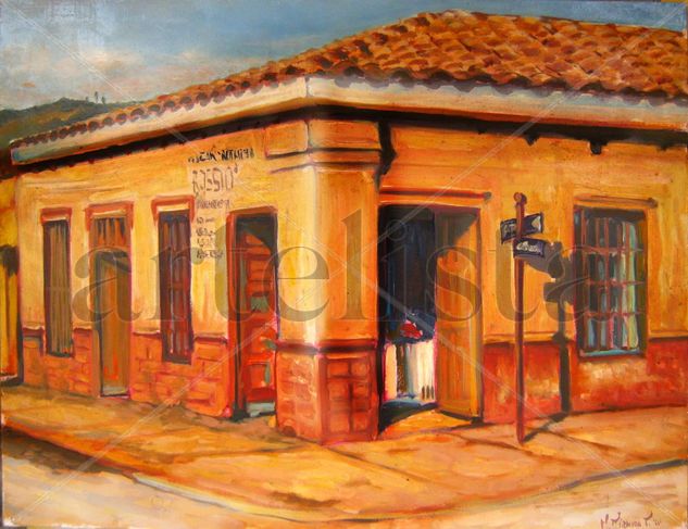 Calle centrica Cobquecura Oil Canvas Landscaping