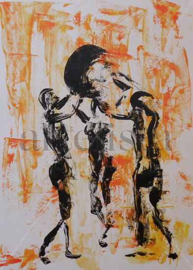 Entre todos Acrylic Paper Nude Paintings