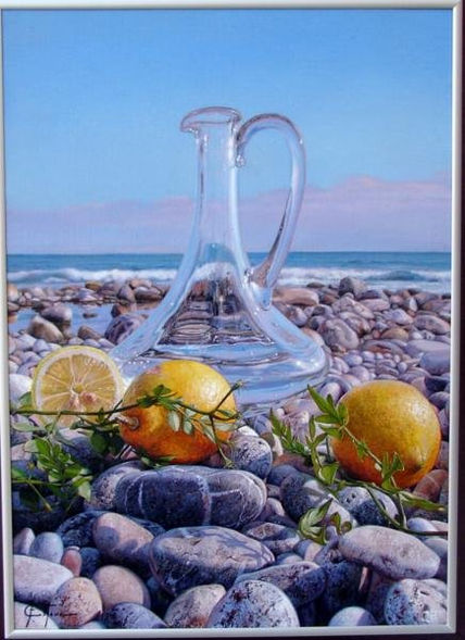 Limones junto cristal