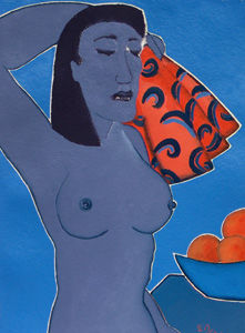 Nu à l'étoffe rouge Oil Paper Nude Paintings