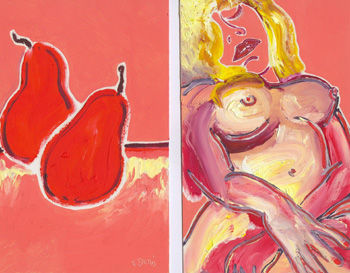 Nu aux fruits rouges Oil Panel Nude Paintings