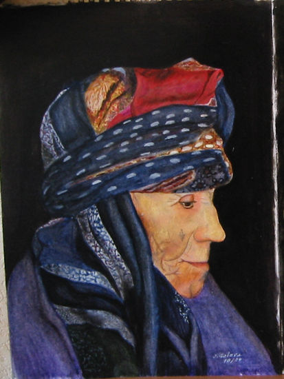 Algérienne au foulard Oil Card Portrait