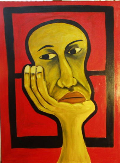 El pensador I Acrylic Canvas Figure Painting