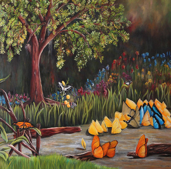 Mariposas Amarillas (Yellow Butterdlies Oil Canvas Others