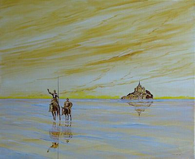 Don Quichotte près du Mont St Michel Oil Canvas Landscaping