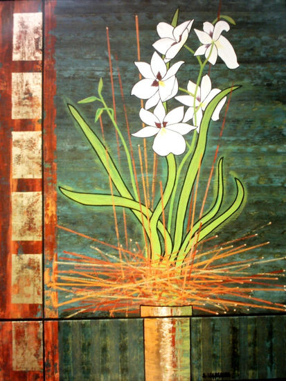 Pérennité de la Pensée - 4 Acrylic Canvas Floral Painting