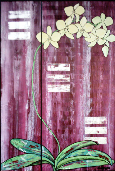 Pérennité de la Pensée - 3 Acrylic Canvas Floral Painting