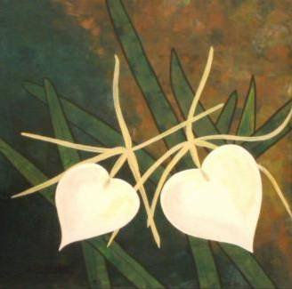 A ton coeur étoilé, j'adresse ma Pensée... (Orchidée BRASSAVOLA NODOSA) Acrylic Canvas Floral Painting