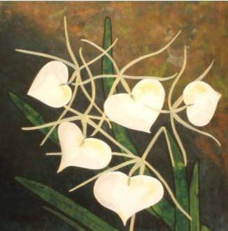 De nos coeurs étoilés, jailliront nos Pensées... (Orchidée BRASSAVOLA NODOSA) Acrylic Canvas Floral Painting