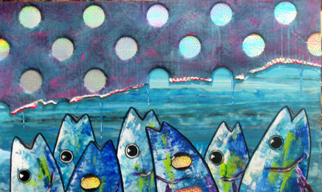 Collage encadré sous verre