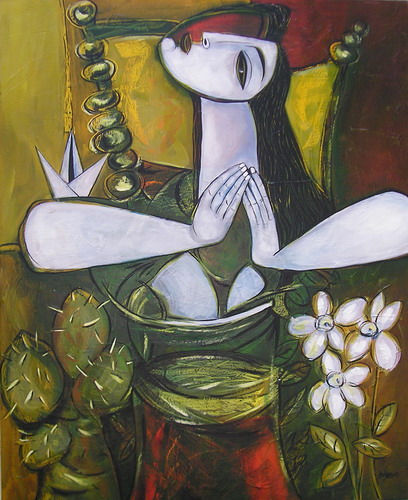 Entre espinas y rosas Oil Canvas Figure Painting