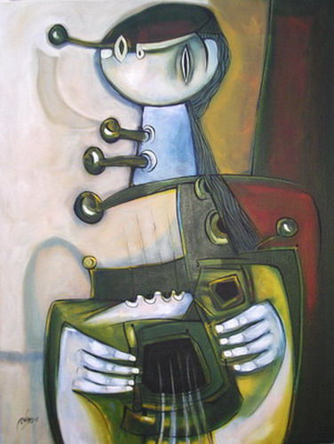 Música adentro Oil Canvas Figure Painting