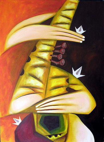 Música IV Oil Canvas Figure Painting