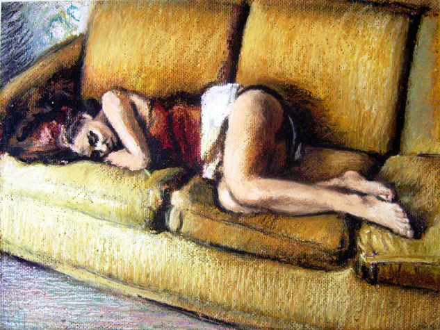 Claudia che dorme Pastel Panel Portrait