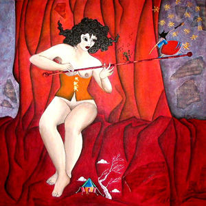 L'Artiste, sa Muse et le Chat Acrylic Canvas Nude Paintings