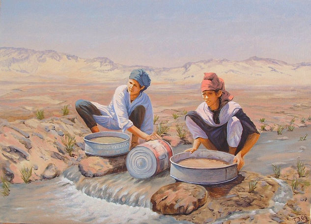 At washing up Oil Canvas Figure Painting