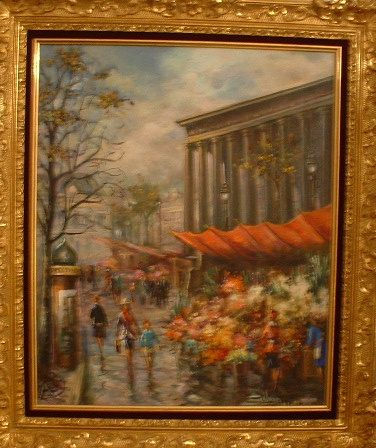 MARCHE AUX FLEURS DE LA MADELEINE à PARIS Oil