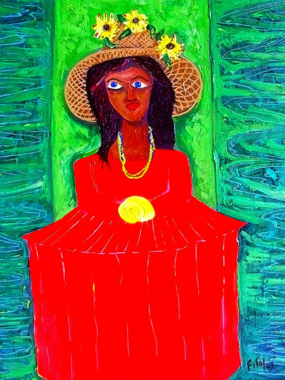 nina con sombrero Oil Canvas Figure Painting