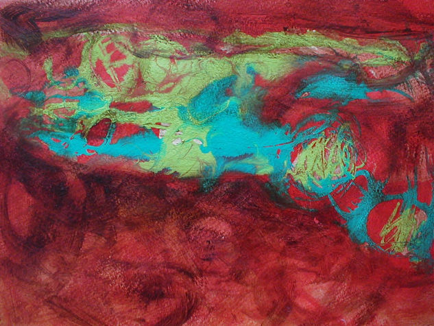 fire ball Mixed media Panel Figure Painting