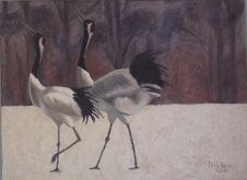 Grus japonica Oil Canvas Animals