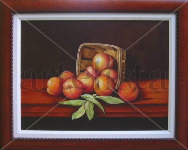 Canasta de Duraznos Oil Canvas Still Life Paintings